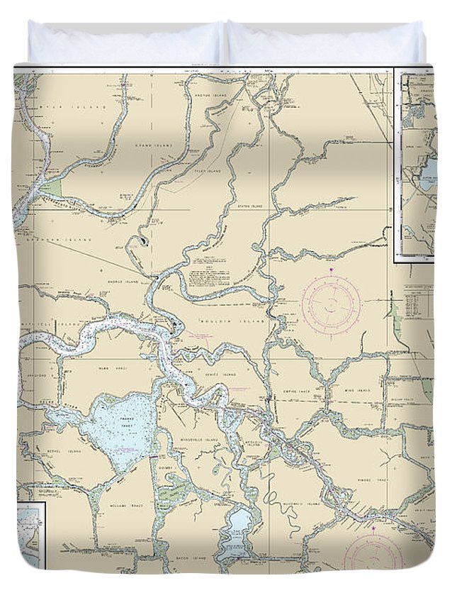 Nautical Chart-18661 Sacramento-san Joaquin Rivers Old River, Middle River-san Joaquin River Extension, Sherman Island - Duvet Cover