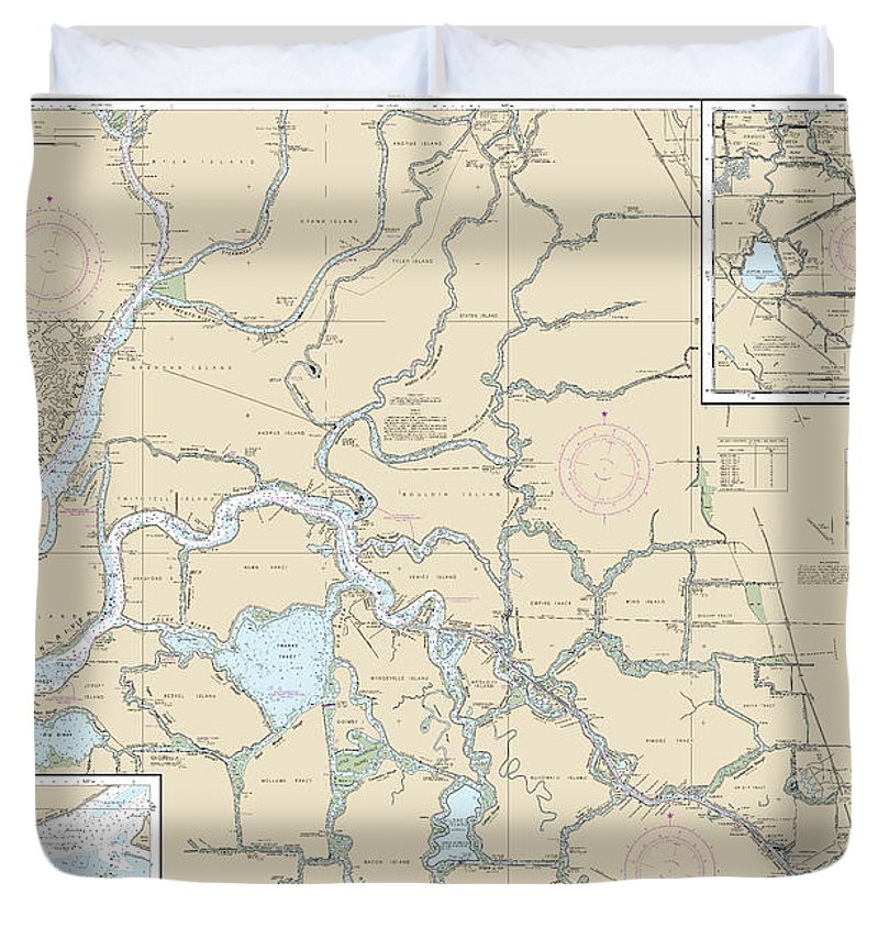 Nautical Chart 18661 Sacramento San Joaquin Rivers Old River, Middle River San Joaquin River Extension, Sherman Island Duvet Cover