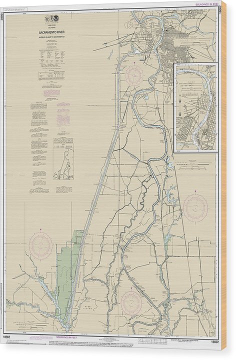 Nautical Chart-18662 Sacramento River Andrus Island-Sacramento Wood Print