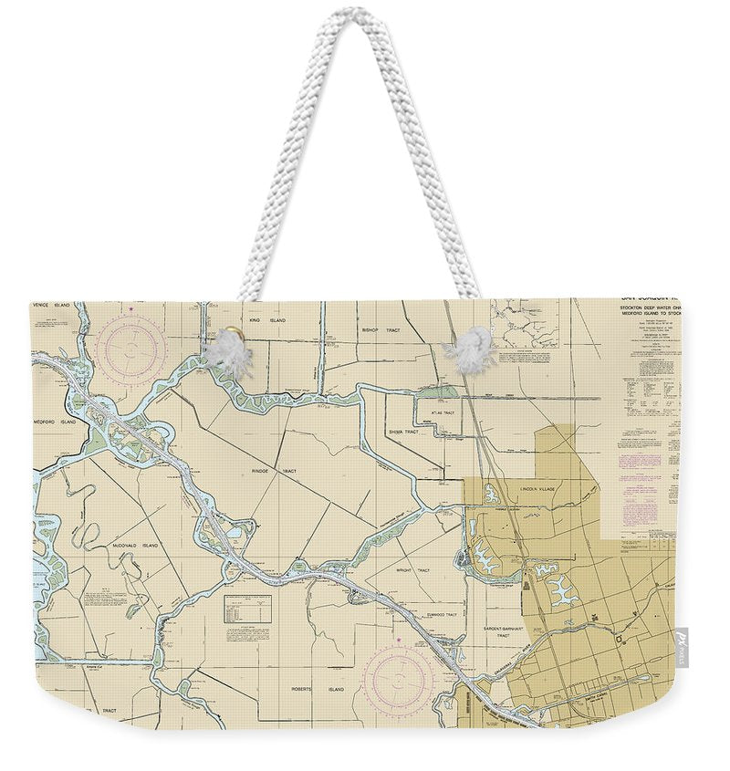 Nautical Chart-18663 San Joaquin River Stockton Deep Water Channel Medford Island-stockton - Weekender Tote Bag