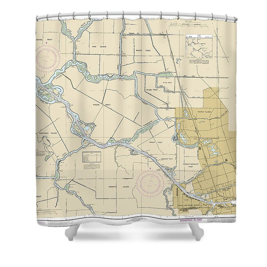 Nautical Chart 18663 San Joaquin River Stockton Deep Water Channel Medford Island Stockton Shower Curtain