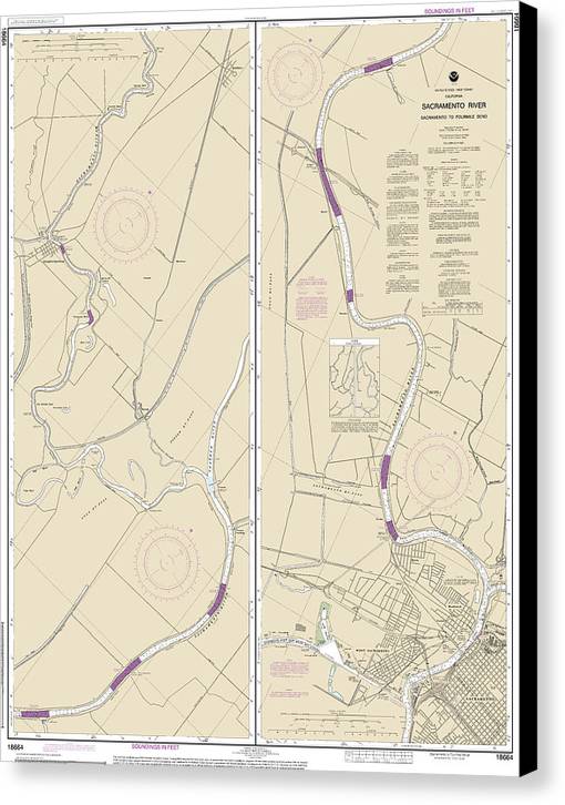 Nautical Chart-18664 Sacramento River Sacramento-fourmile Bend - Canvas Print