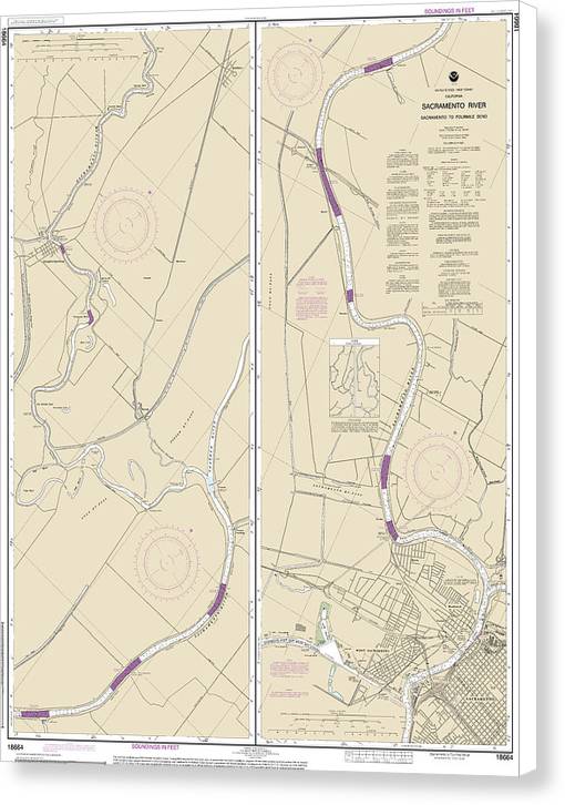 Nautical Chart-18664 Sacramento River Sacramento-fourmile Bend - Canvas Print