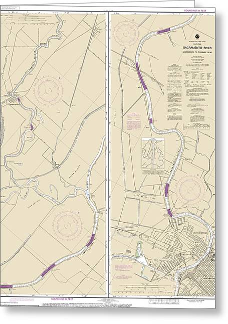 Nautical Chart-18664 Sacramento River Sacramento-fourmile Bend - Greeting Card