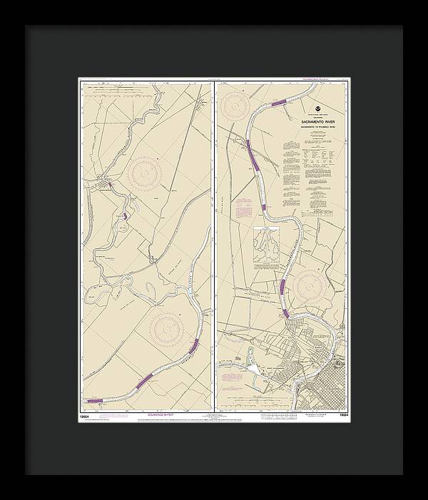 Nautical Chart-18664 Sacramento River Sacramento-fourmile Bend - Framed Print