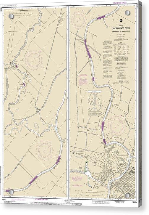 Nautical Chart-18664 Sacramento River Sacramento-fourmile Bend - Acrylic Print