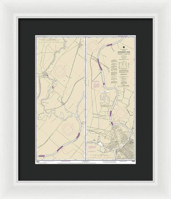 Nautical Chart-18664 Sacramento River Sacramento-fourmile Bend - Framed Print