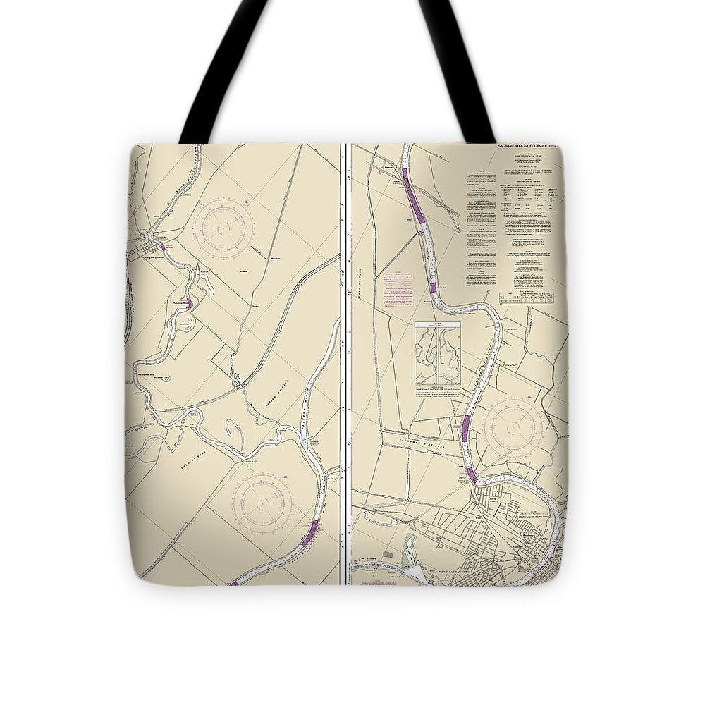 Nautical Chart-18664 Sacramento River Sacramento-fourmile Bend - Tote Bag