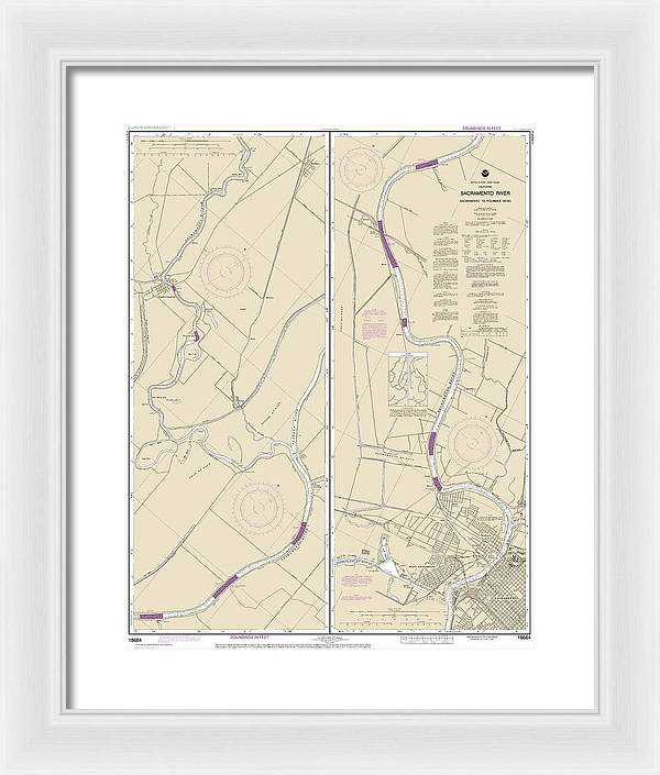 Nautical Chart-18664 Sacramento River Sacramento-fourmile Bend - Framed Print