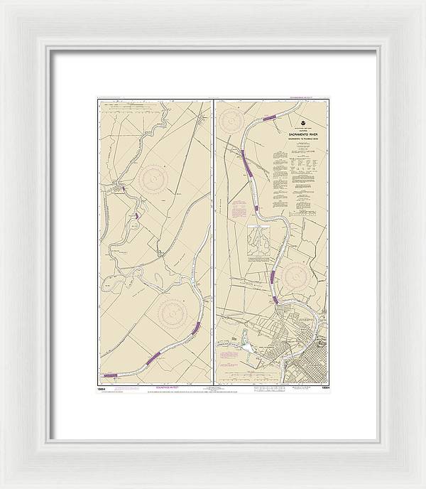 Nautical Chart-18664 Sacramento River Sacramento-fourmile Bend - Framed Print