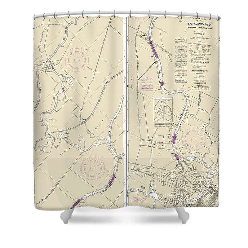 Nautical Chart 18664 Sacramento River Sacramento Fourmile Bend Shower Curtain