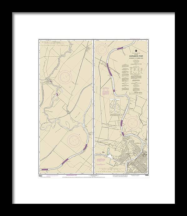 Nautical Chart-18664 Sacramento River Sacramento-fourmile Bend - Framed Print