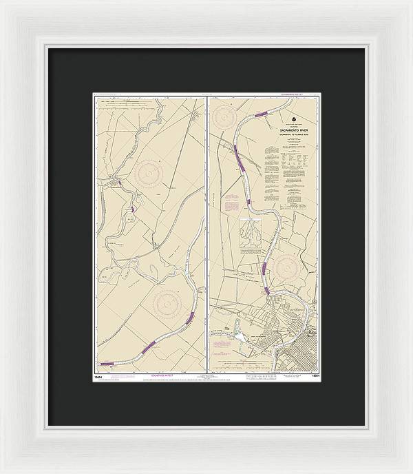 Nautical Chart-18664 Sacramento River Sacramento-fourmile Bend - Framed Print