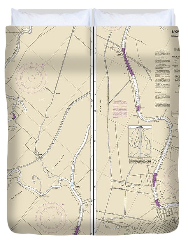 Nautical Chart-18664 Sacramento River Sacramento-fourmile Bend - Duvet Cover