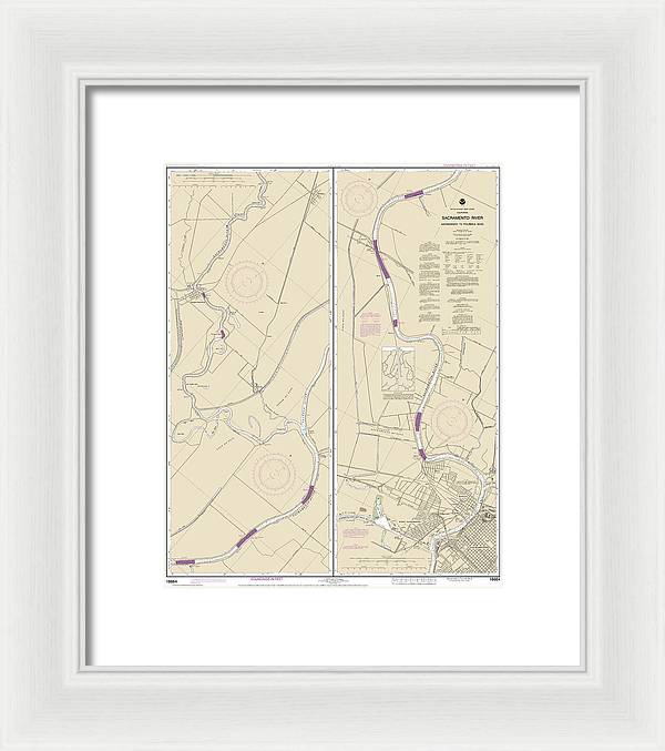 Nautical Chart-18664 Sacramento River Sacramento-fourmile Bend - Framed Print