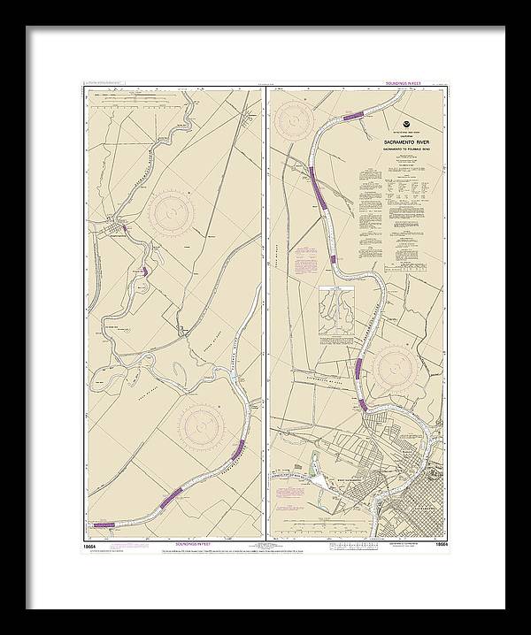 Nautical Chart-18664 Sacramento River Sacramento-fourmile Bend - Framed Print