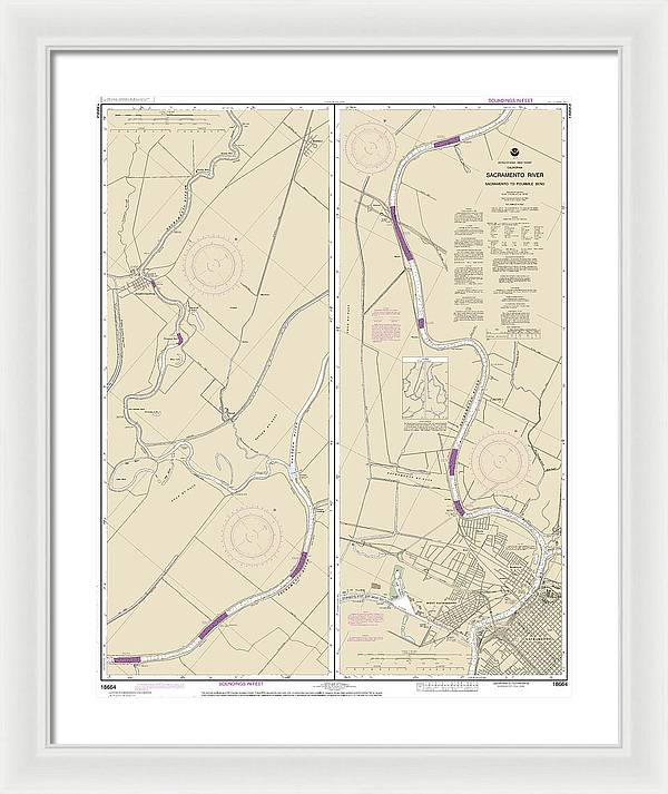 Nautical Chart-18664 Sacramento River Sacramento-fourmile Bend - Framed Print