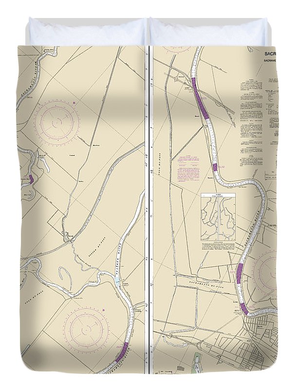 Nautical Chart-18664 Sacramento River Sacramento-fourmile Bend - Duvet Cover