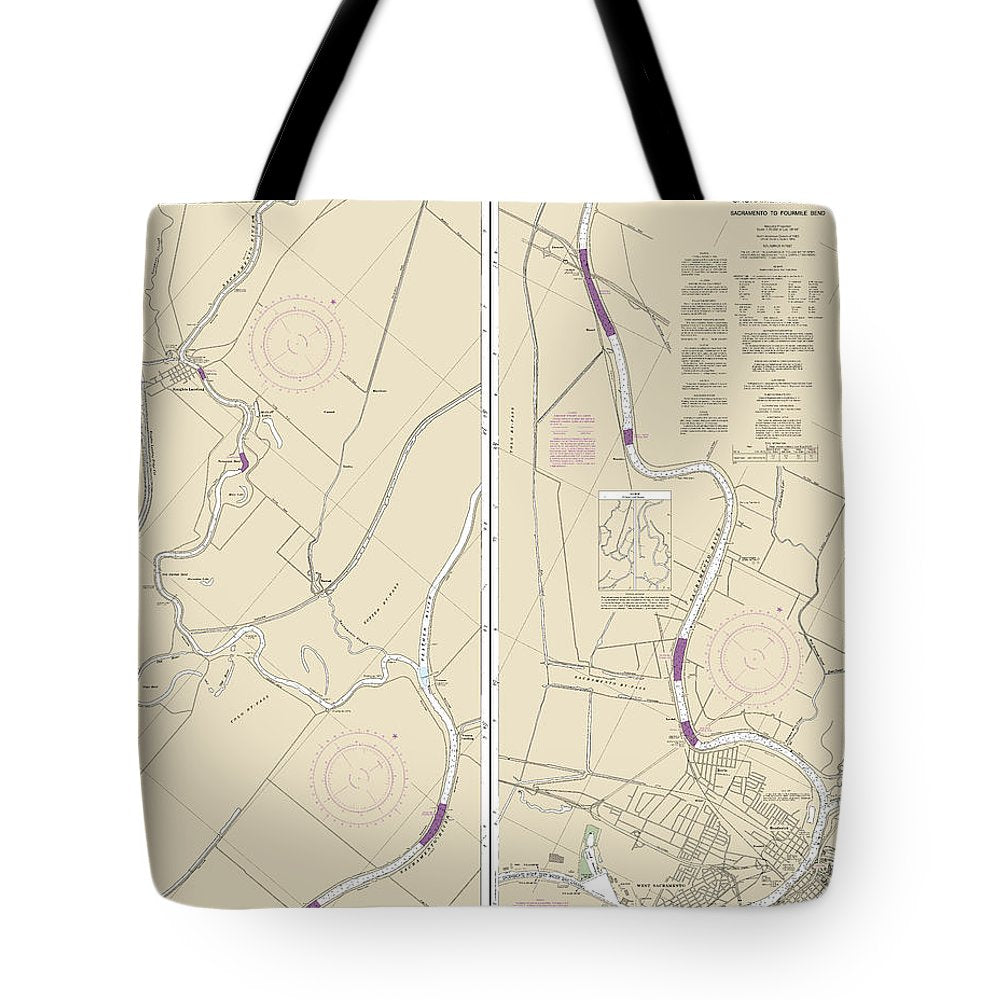 Nautical Chart-18664 Sacramento River Sacramento-fourmile Bend - Tote Bag