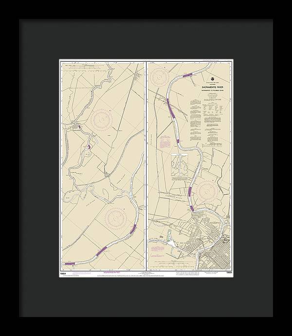 Nautical Chart-18664 Sacramento River Sacramento-fourmile Bend - Framed Print