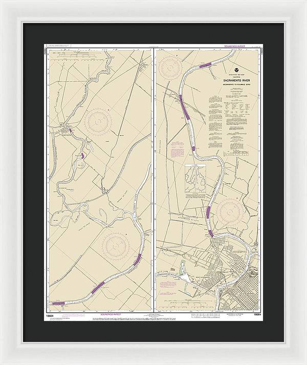 Nautical Chart-18664 Sacramento River Sacramento-fourmile Bend - Framed Print