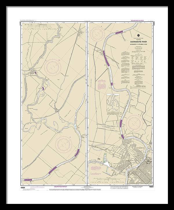 Nautical Chart-18664 Sacramento River Sacramento-fourmile Bend - Framed Print