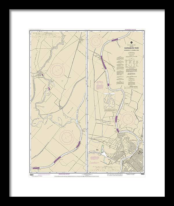 Nautical Chart-18664 Sacramento River Sacramento-fourmile Bend - Framed Print