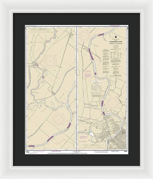 Nautical Chart-18664 Sacramento River Sacramento-fourmile Bend - Framed Print