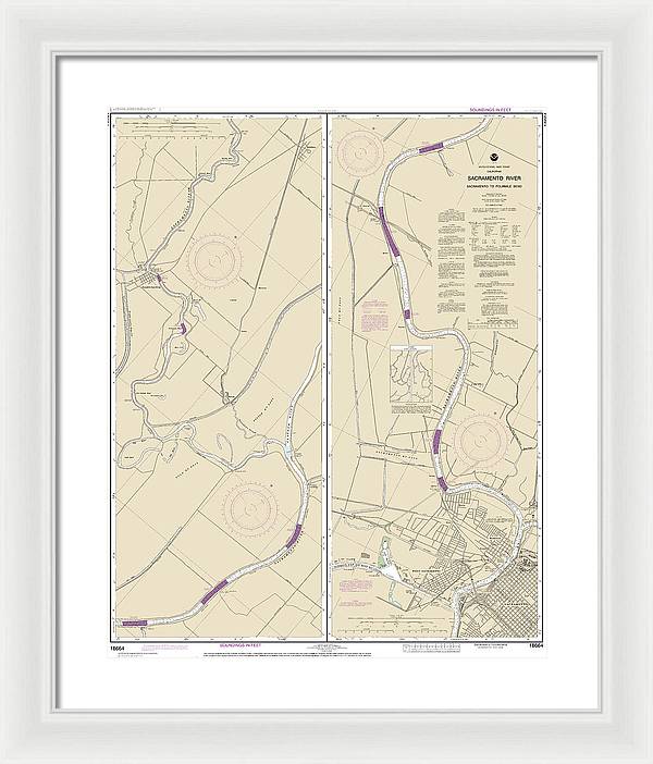 Nautical Chart-18664 Sacramento River Sacramento-fourmile Bend - Framed Print