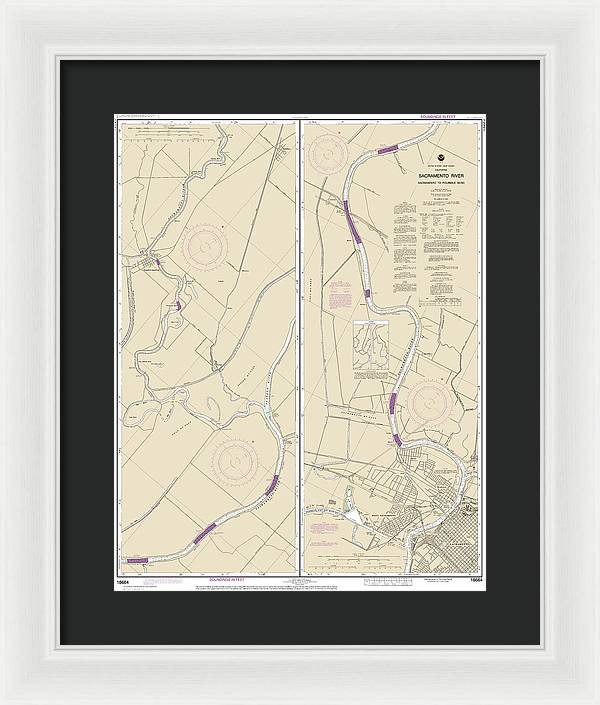 Nautical Chart-18664 Sacramento River Sacramento-fourmile Bend - Framed Print