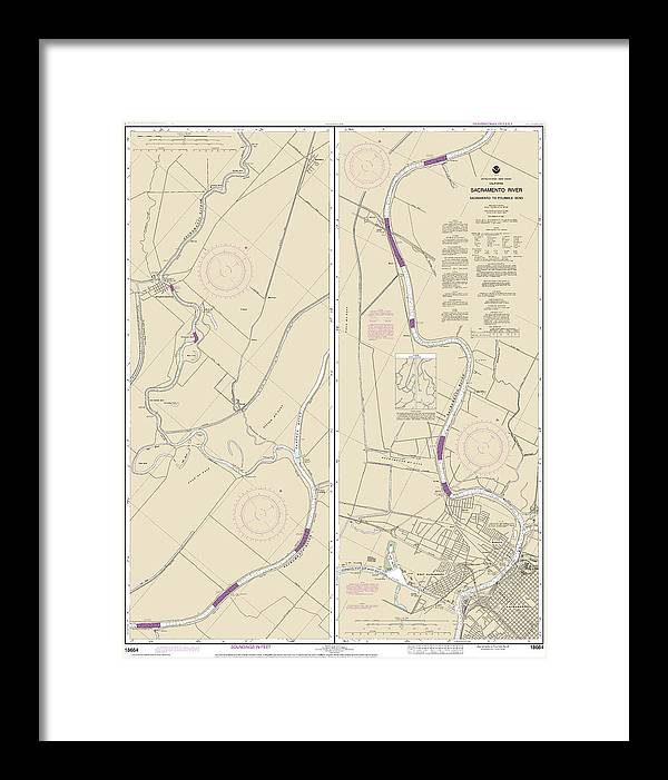 Nautical Chart-18664 Sacramento River Sacramento-fourmile Bend - Framed Print