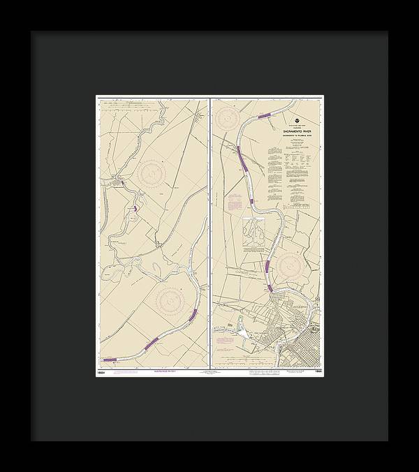 Nautical Chart-18664 Sacramento River Sacramento-fourmile Bend - Framed Print