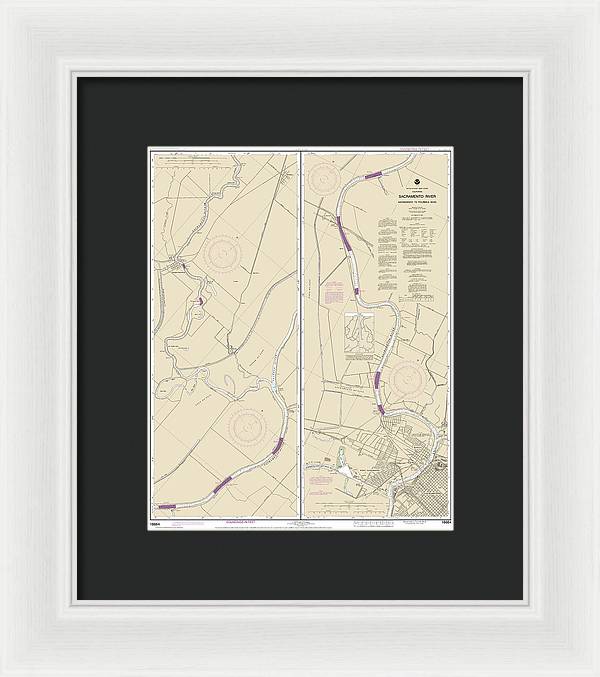 Nautical Chart-18664 Sacramento River Sacramento-fourmile Bend - Framed Print