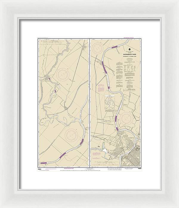 Nautical Chart-18664 Sacramento River Sacramento-fourmile Bend - Framed Print