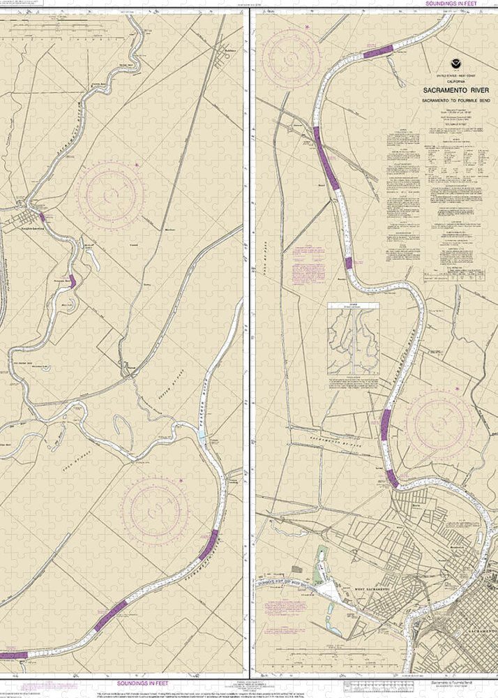 Nautical Chart-18664 Sacramento River Sacramento-fourmile Bend - Puzzle