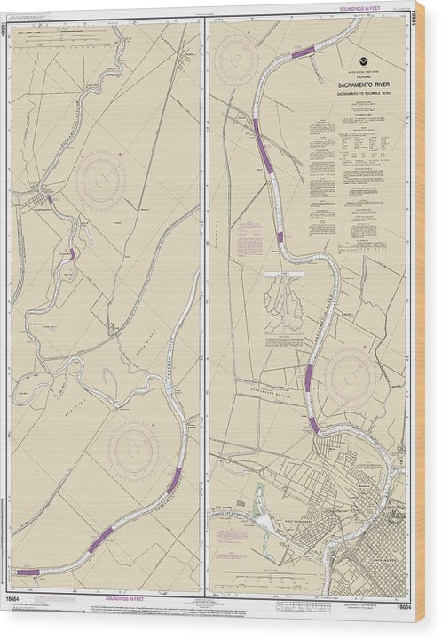 Nautical Chart-18664 Sacramento River Sacramento-Fourmile Bend Wood Print