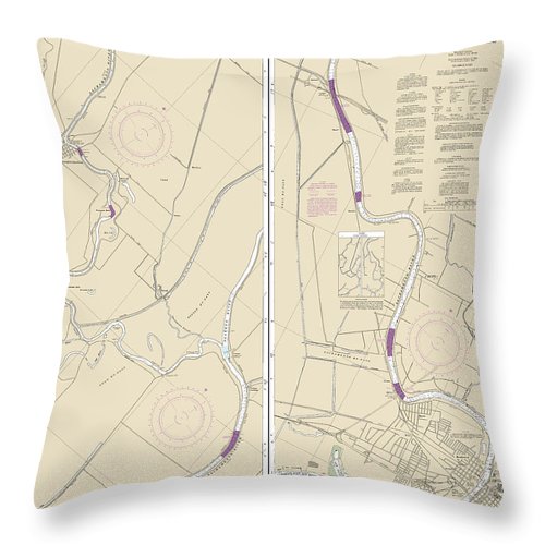 Nautical Chart-18664 Sacramento River Sacramento-fourmile Bend - Throw Pillow