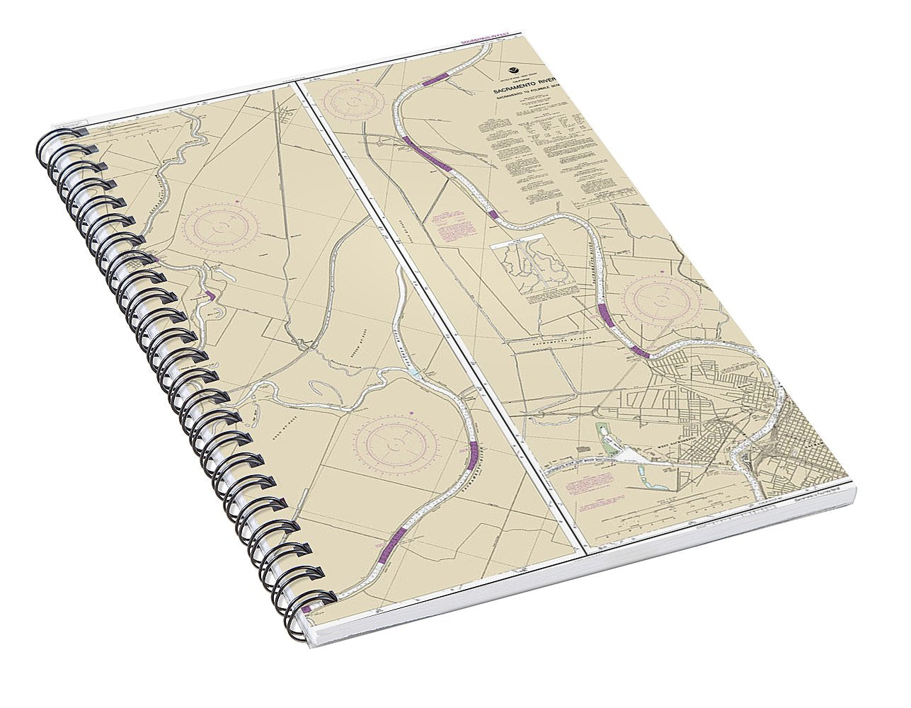 Nautical Chart-18664 Sacramento River Sacramento-fourmile Bend - Spiral Notebook