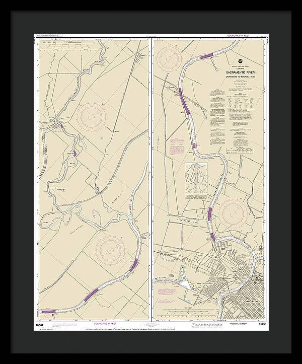 Nautical Chart-18664 Sacramento River Sacramento-fourmile Bend - Framed Print