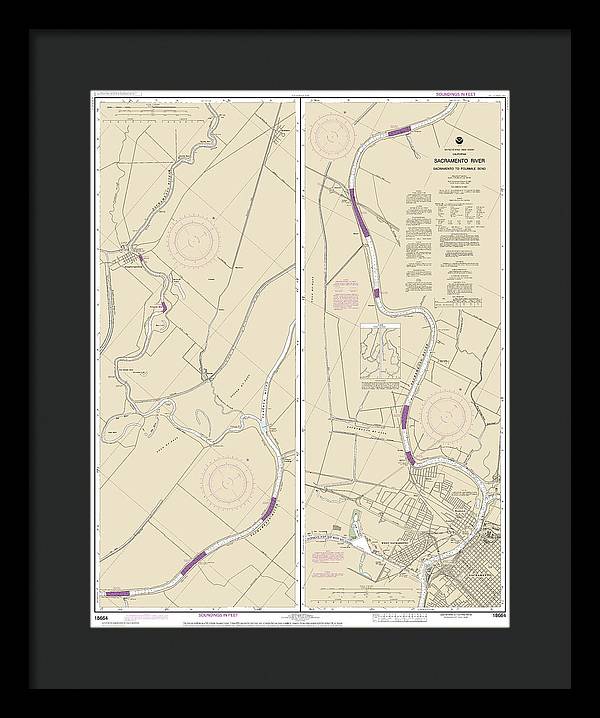 Nautical Chart-18664 Sacramento River Sacramento-fourmile Bend - Framed Print