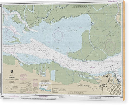 Nautical Chart-18666 Suisun Bay Middle Ground-New York Slough Wood Print