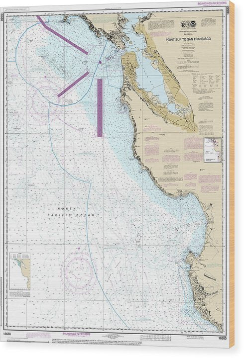 Nautical Chart-18680 Point Sur-San Francisco Wood Print