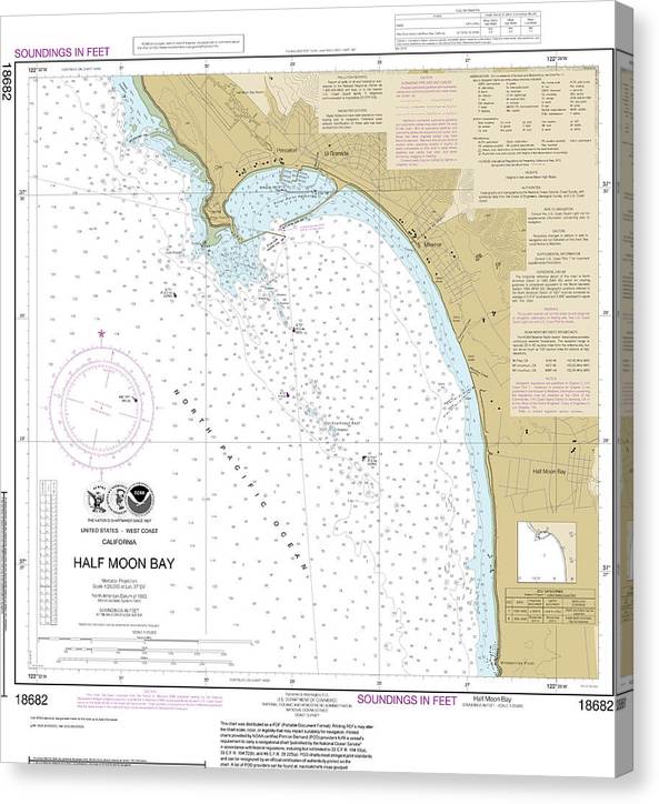 Nautical Chart-18682 Half Moon Bay Canvas Print