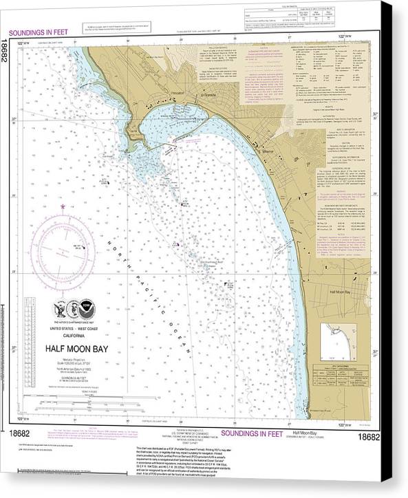 Nautical Chart-18682 Half Moon Bay - Canvas Print