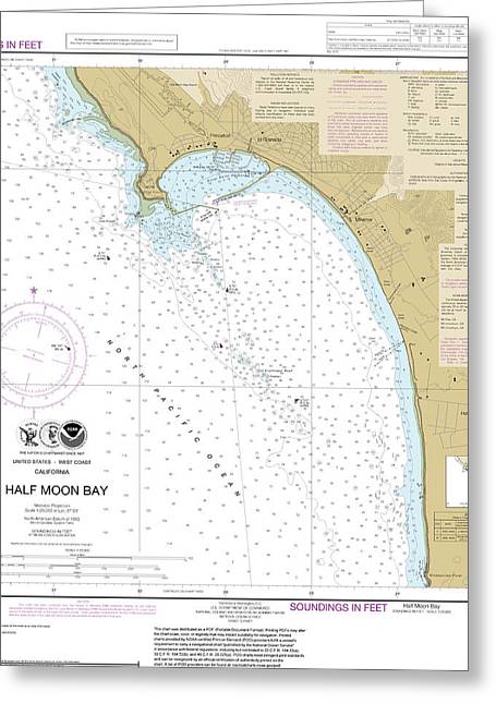 Nautical Chart-18682 Half Moon Bay - Greeting Card