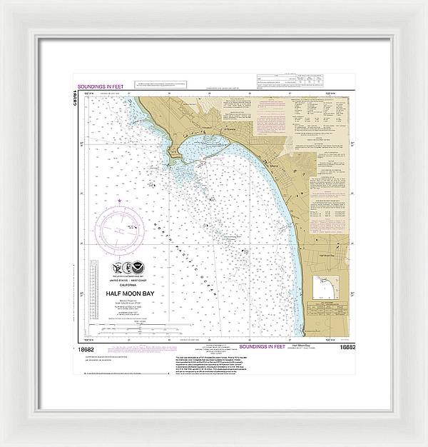 Nautical Chart-18682 Half Moon Bay - Framed Print