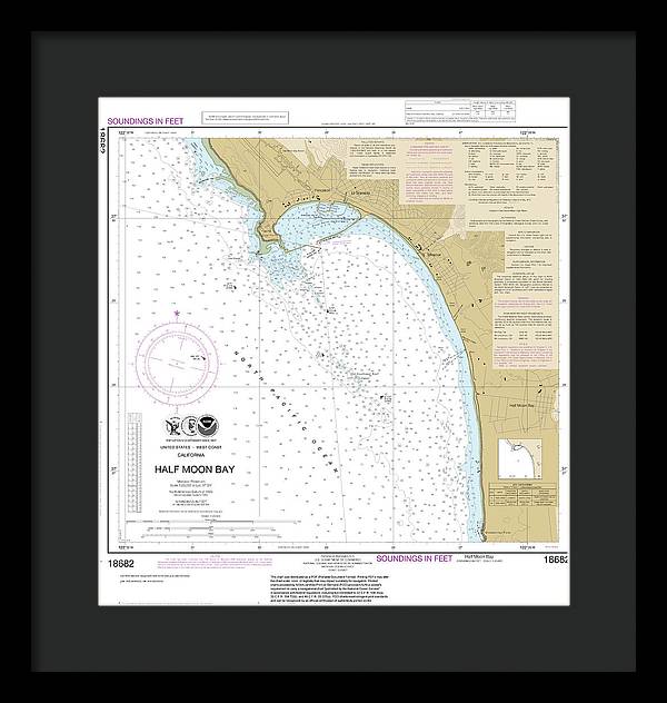 Nautical Chart-18682 Half Moon Bay - Framed Print