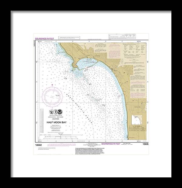 Nautical Chart-18682 Half Moon Bay - Framed Print