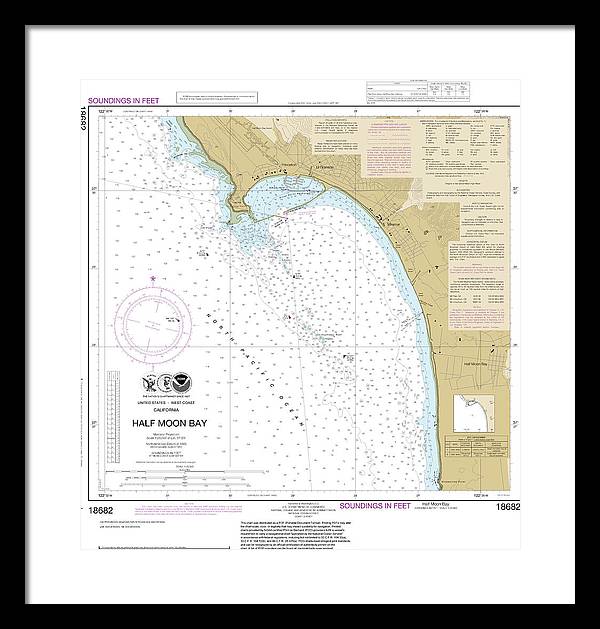 Nautical Chart-18682 Half Moon Bay - Framed Print