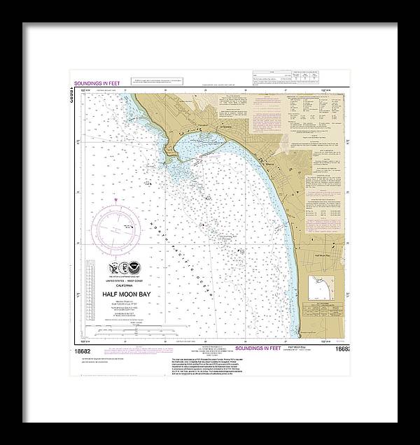 Nautical Chart-18682 Half Moon Bay - Framed Print